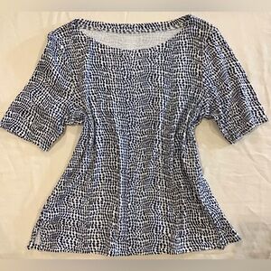 Chico’s Ultimate tee, blue and white print